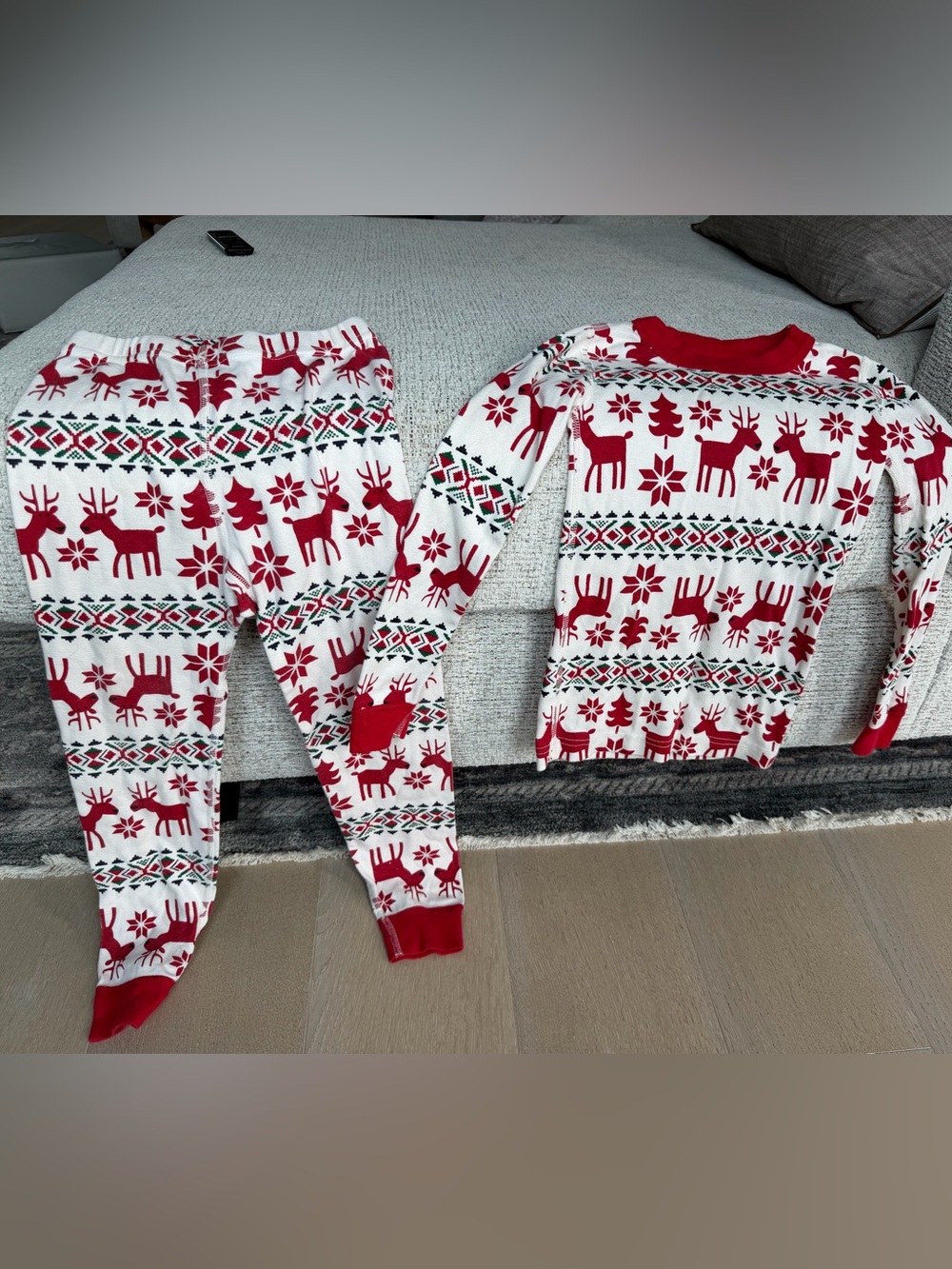 Hanna Andersson Red & White Reindeer Fair Isle Pajama Set
